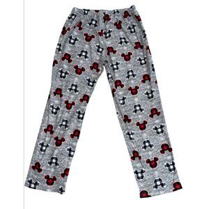 Mickey Mouse Disney Pajama Pants Soft Plaid Fleece Size Small Elastic Waist